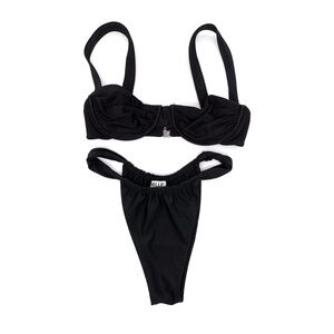 BELLE THE LABEL Oracle Top & Bare Bikini Bottom Black M